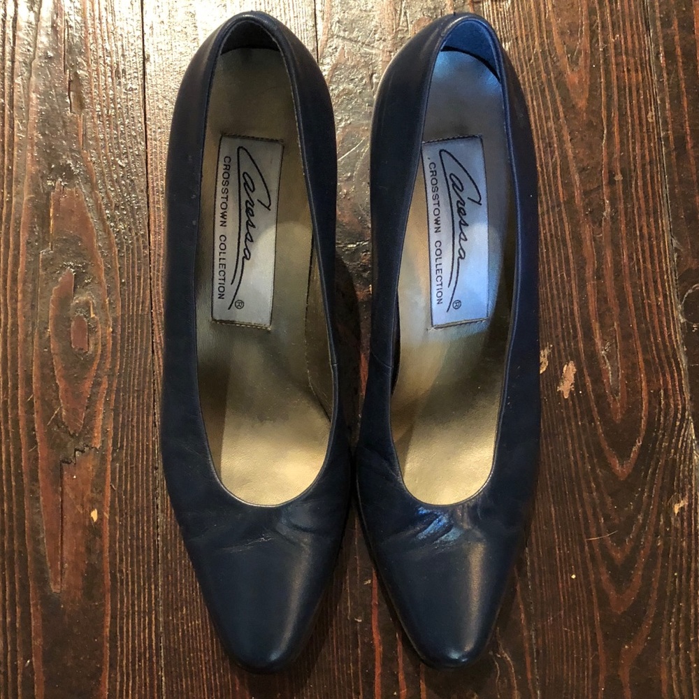 Vintage Navy Leather Heels